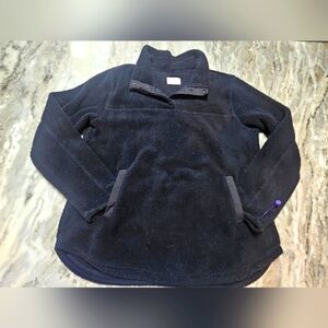 TS Black Sherpa Fleece Snap Pullover Sweatshirt Size Medium